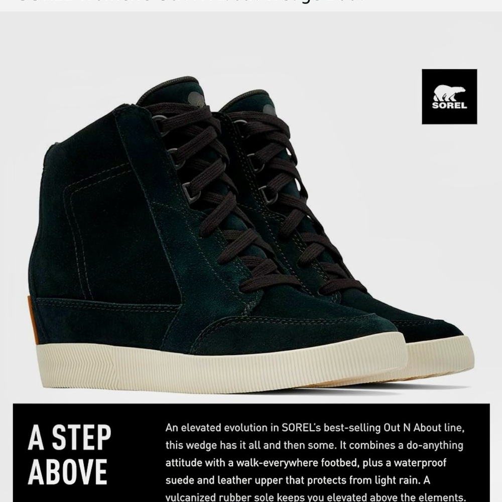 Sorel Black Wedge Sneakers with Suede Finish